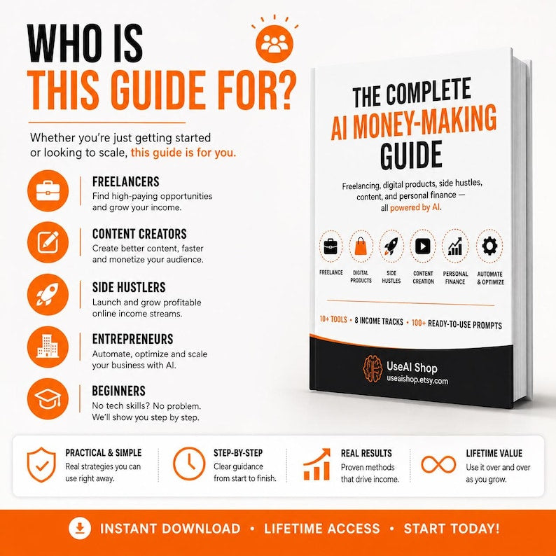The Complete AI Money Making Guide 55 Page Ebook Freelancing Digital Products Side Hustles
