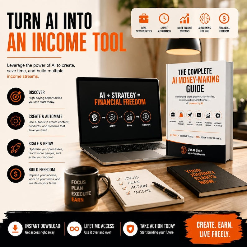 The Complete AI Money Making Guide 55 Page Ebook Freelancing Digital Products Side Hustles